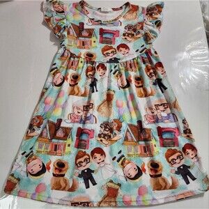 Disney Pixar UP Colorful Whimsy Balloons Girls Boutique Dress Size 7-8